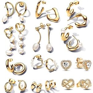 Pandora Mini Flower Pansy Earrings Blue Glazed 925 Sterling Silver Studs